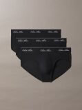 Black 3 Pack Hip Briefs - Icon Cotton Stretch  Men