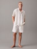 White Linen Blend Pyjama Top  Men