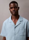 Blue Linen Blend Pyjama Top  Men