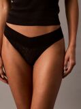Black Low Rise Thong - Icon Logo Lace  Women
