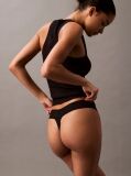 Black Low Rise Thong - Icon Logo Lace  Women