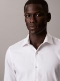 White Slim Cotton Stretch Collar Shirt  Men