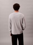 Grey Long Sleeve Waffle T-shirt  Men