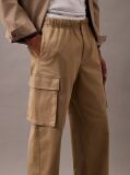 Khaki Straight Cotton Cargo Pants  Men