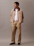 Khaki Straight Cotton Cargo Pants  Men