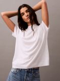 White Lyocell Mock Neck T-Shirt  Women