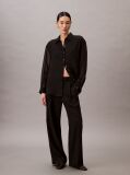 Black Roll Sleeve Utility Pocket Blouse  Women