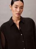 Black Roll Sleeve Utility Pocket Blouse  Women