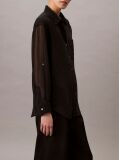 Black Roll Sleeve Utility Pocket Blouse  Women