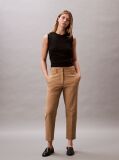Brown Cotton Stretch Straight Fit Chino Pants  Women