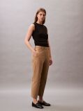 Brown Cotton Stretch Straight Fit Chino Pants  Women