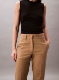 Brown Cotton Stretch Straight Fit Chino Pants  Women