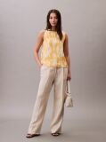 Orange Sleeveless Chiffon Top  Women
