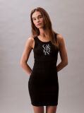 Black Logo Graphic Ribbed Tank Dress  Women