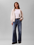 Beige Embroidered French Terry Hoodie  Women