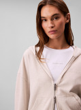 Beige Embroidered French Terry Hoodie  Women