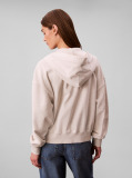 Beige Embroidered French Terry Hoodie  Women