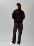 Black Embroidered French Terry Hoodie  Women