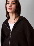 Black Embroidered French Terry Hoodie  Women