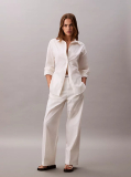 White Cotton Relaxed Pants  Women