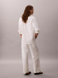 White Cotton Relaxed Pants  Women