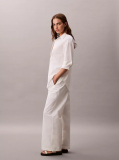 White Cotton Relaxed Pants  Women
