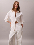 White Cotton Relaxed Pants  Women