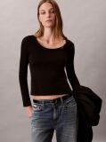 Black Scoop Neck Top  Women
