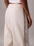 Beige Cotton Twill Logo Tape Trousers  Women