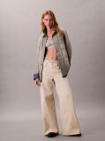 White Super Wide Leg Twill Trousers  Women
