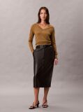 Black Faux Leather Midi Skirt  Women