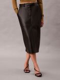 Black Faux Leather Midi Skirt  Women