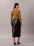 Black Faux Leather Midi Skirt  Women
