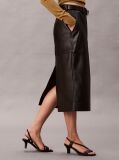 Black Faux Leather Midi Skirt  Women