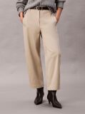 Beige Cotton Stretch Twill Barrel Trousers  Women