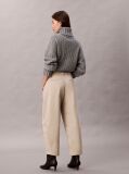 Beige Cotton Stretch Twill Barrel Trousers  Women