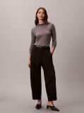 Black Cotton Stretch Twill Barrel Trousers  Women