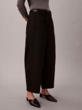 Black Cotton Stretch Twill Barrel Trousers  Women