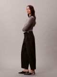Black Cotton Stretch Twill Barrel Trousers  Women