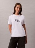 Λευκό Κλάσικό T-Shirt Με Μονόγραμμα Και Παγιέτες  Γυναίκα