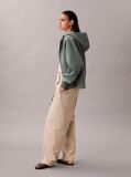 Beige Cotton Relaxed Belted Pants  Women