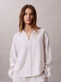 White Linen Blend Tunic Shirt  Women