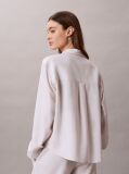 White Linen Blend Tunic Shirt  Women