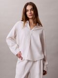 White Linen Blend Tunic Shirt  Women