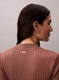 Brown Shiny Ribbed Mock Neck Top  Women