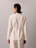 White Textured Shine Blazer  Women