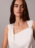 White Hammered Satin Twist Top  Women