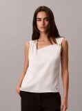 White Hammered Satin Twist Top  Women