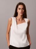 White Hammered Satin Twist Top  Women