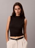 Black Slim Ribbed Sleeveless Top  Women
